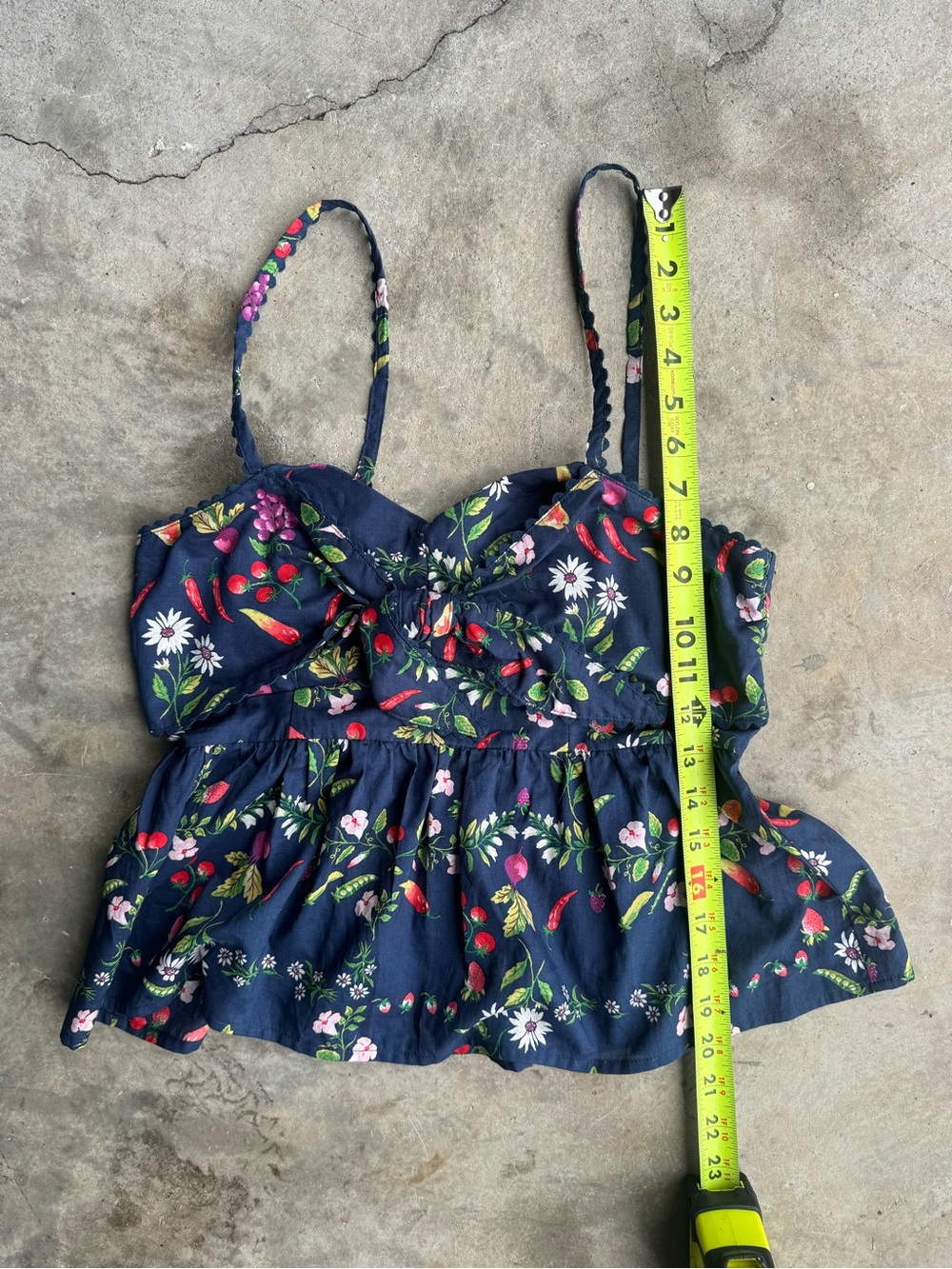 Old Navy Navy Fruit & Veggie Tie-Front Camisole Top Small 100% Cotton NWOT - Picture 12 of 15